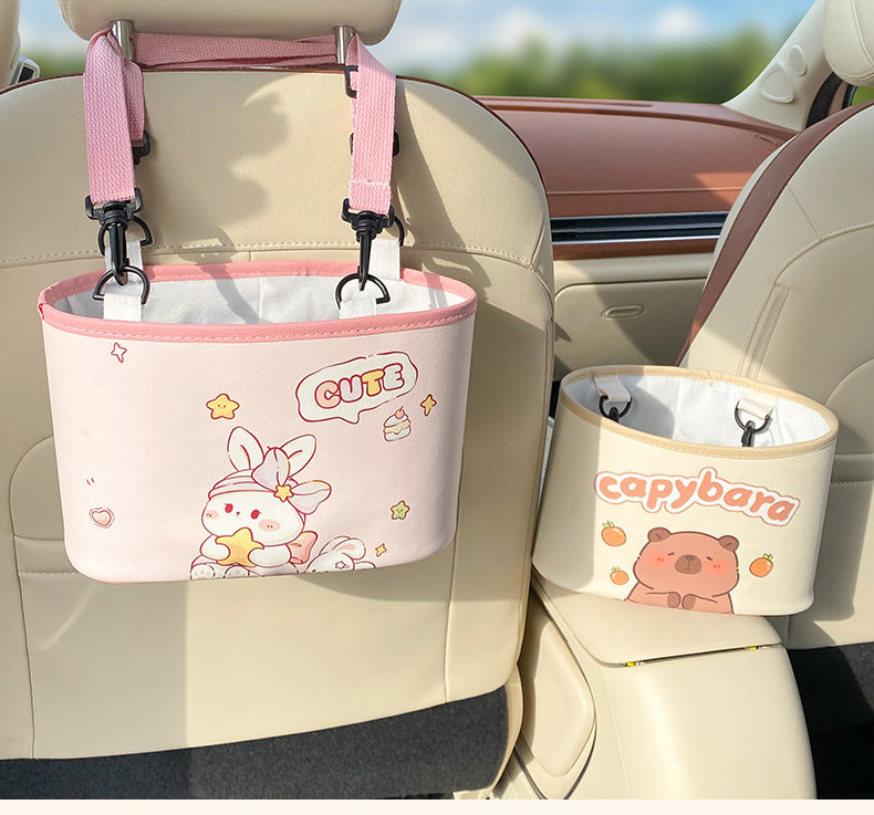 Adorable Bunny with bow Car Trash Holder - Keeps Your Car Tidy - Image 3