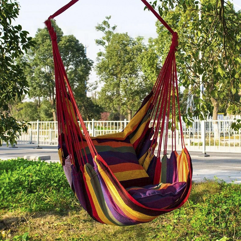 Colorful Striped Hammock Chair with Ropes and Storage Bag - Gery - Image 4