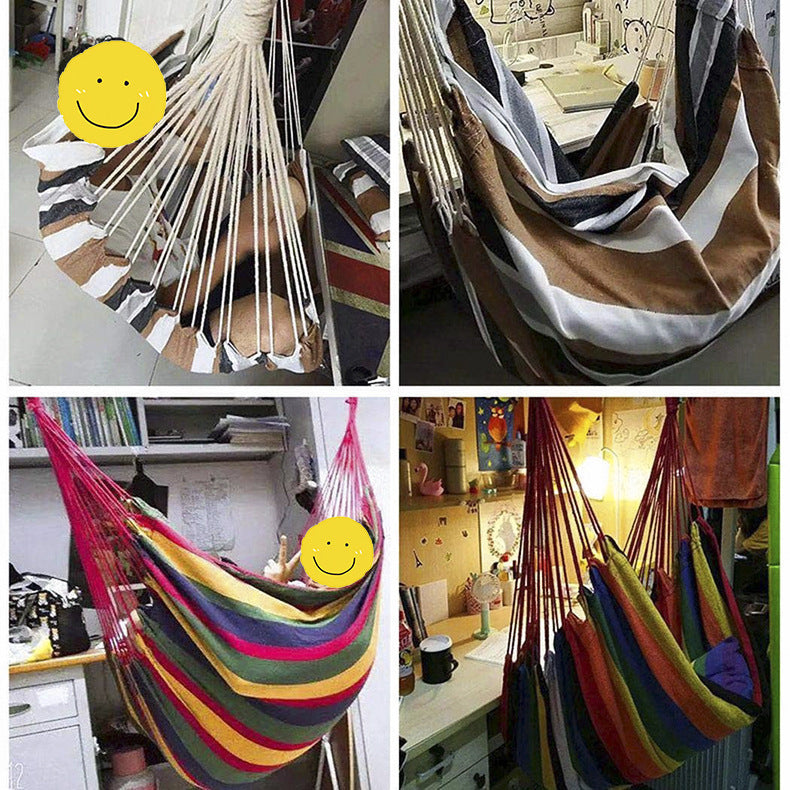 Colorful Striped Hammock Chair with Ropes and Storage Bag - Gery - Image 5