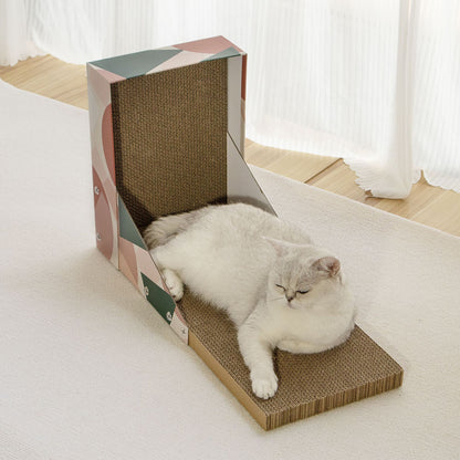 Triple Pattern Cat Scratching Post and Lounge - 350x250x600mm Corrugated Cardboard - Image 5