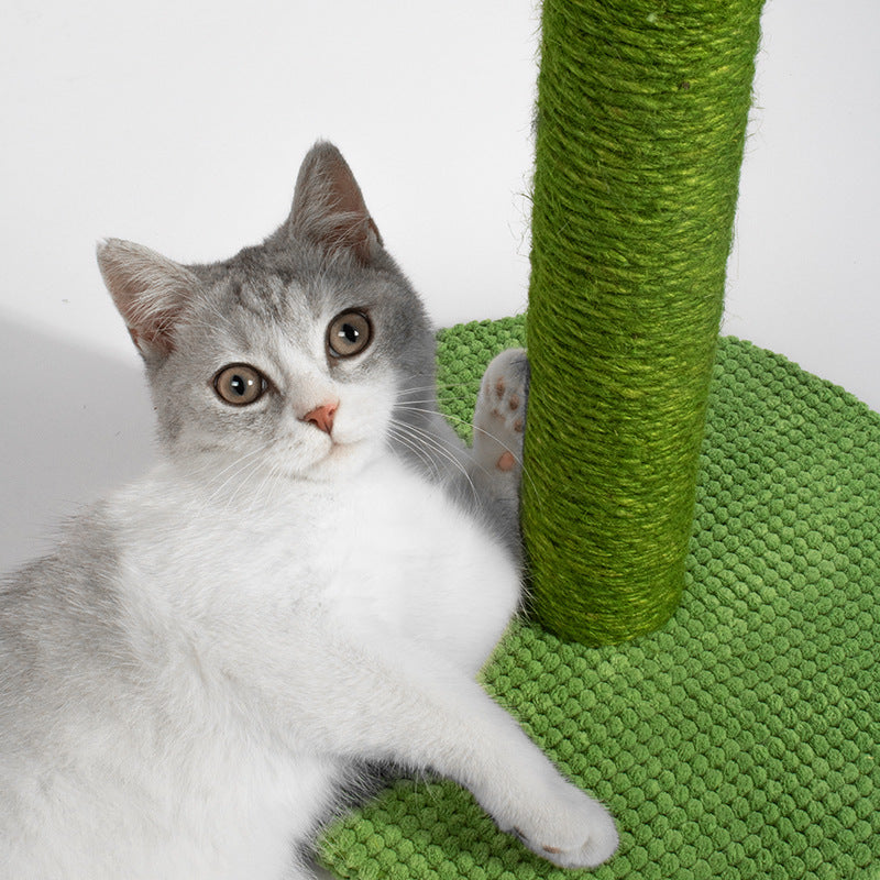 Cactus-Shaped Cat Scratching Post with Sisal Rope and Plush Chenille - Green - Image 3