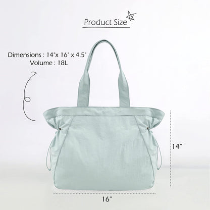 Water-Resistant Tote Bag with Drawstring Side-Cinch and Snap Closure - 18L Capacity Light Blue - Image 4