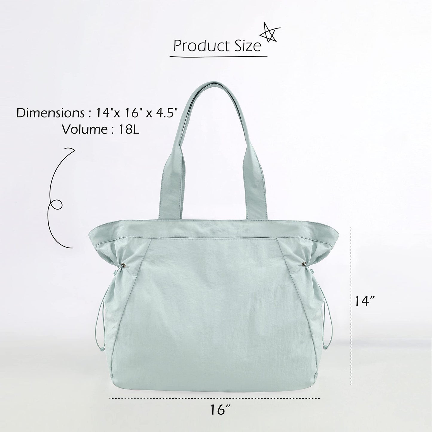 Water-Resistant Tote Bag with Drawstring Side-Cinch and Snap Closure - 18L Capacity Black - Image 2