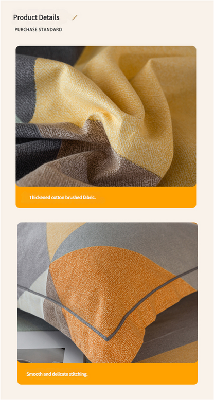 Comfortable cotton pillowcase, double-sided warm design, breathable and skin-friendly - Grayish yellow - Image 4