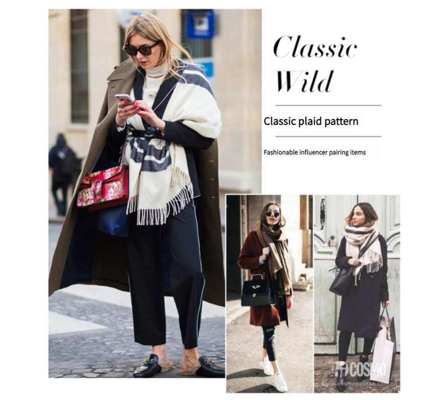 Cozy Color Block Fringe Scarf - Pink and Grey Shawl for Fall and Winter - Image 4