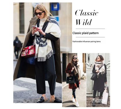 Cozy Color Block Fringe Scarf - Camel for Fall and Winter - Image 4