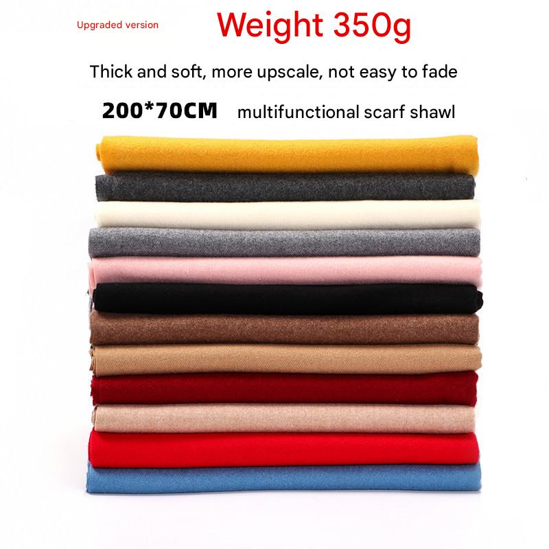 Luxury Cashmere Blend Scarf, Large 200x70cm Fringed Scarf (Ivory) - Image 2