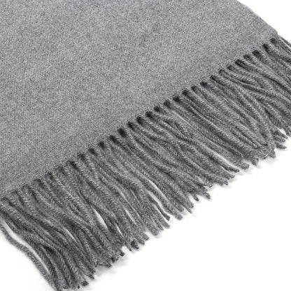 Luxury Cashmere Blend Scarf, Large 200x70cm Fringed Scarf (Light Gray) - Image 4
