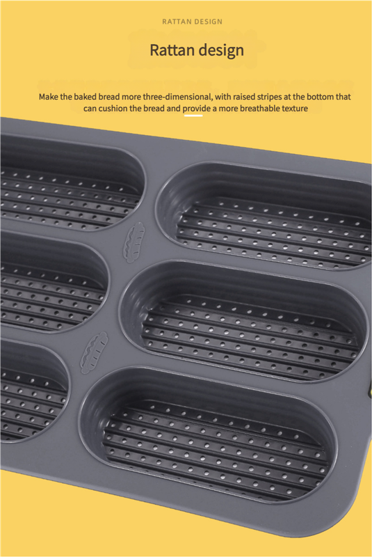 Grey 6-hole silicone baking mold, perforated loaf pan 37.5 cm x 24.5 cm, suitable for bread and cakes (sold in sets of 2) - Image 7