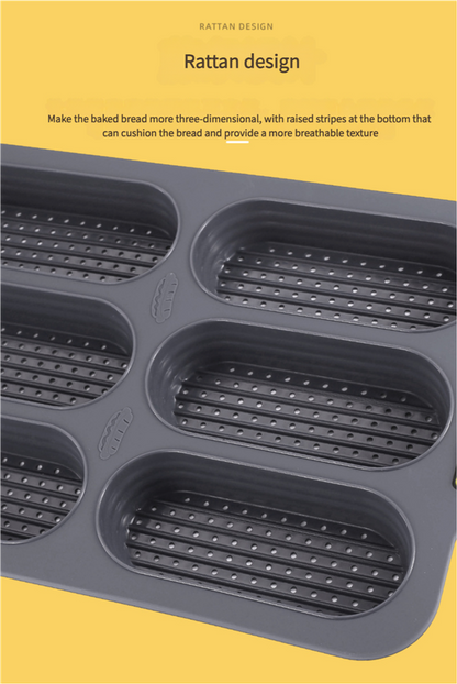 Grey 6-hole silicone baking mold, perforated loaf pan 37.5 cm x 24.5 cm, suitable for bread and cakes (sold in sets of 2) - Image 7