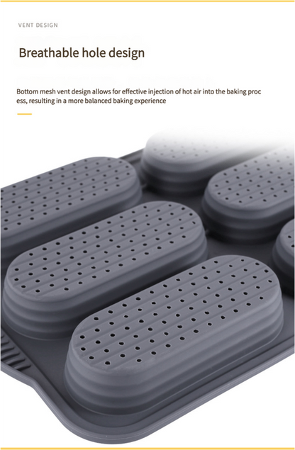 Brown 6-hole silicone baking mold, perforated loaf pan 37.5 cm x 24.5 cm, suitable for bread and cakes (sold in sets of 2) - Image 6