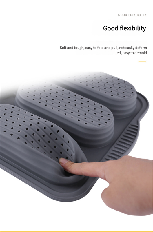 Brown 6-hole silicone baking mold, perforated loaf pan 37.5 cm x 24.5 cm, suitable for bread and cakes (sold in sets of 2) - Image 8