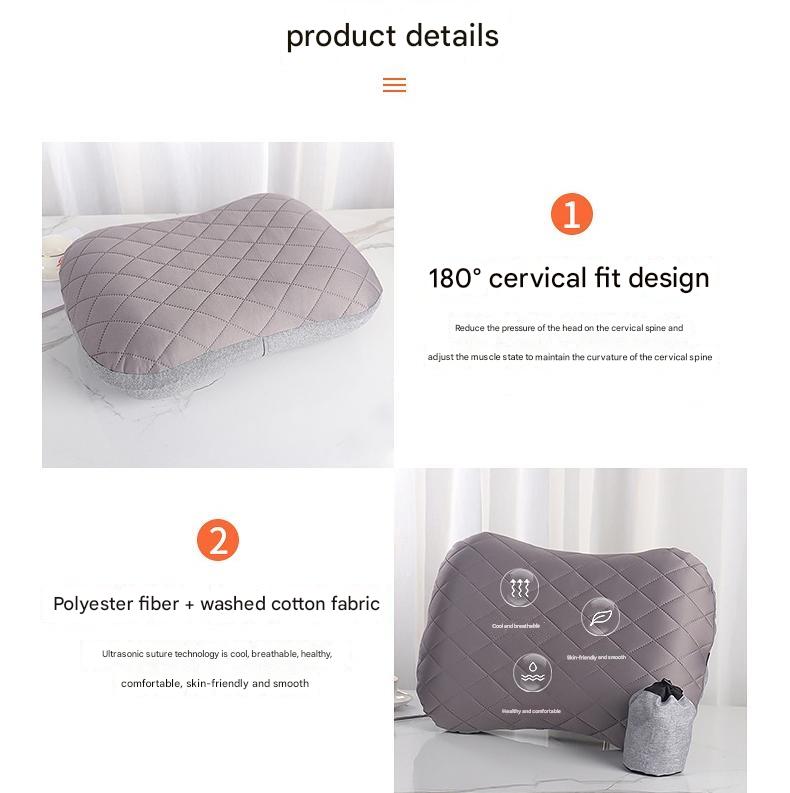 Inflatable Camping Pillow - Lightweight 46x32x12cm Travel Pillow 180g in Orange - Image 3