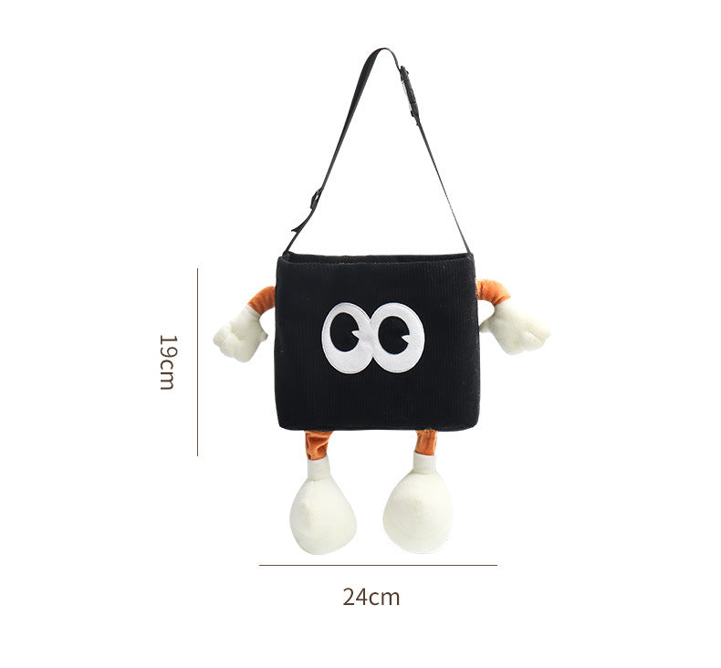 Brown Cute Cartoon Car Trash Bin with Adjustable Strap - Water-Repellent Corduroy (19x24cm) - Image 2