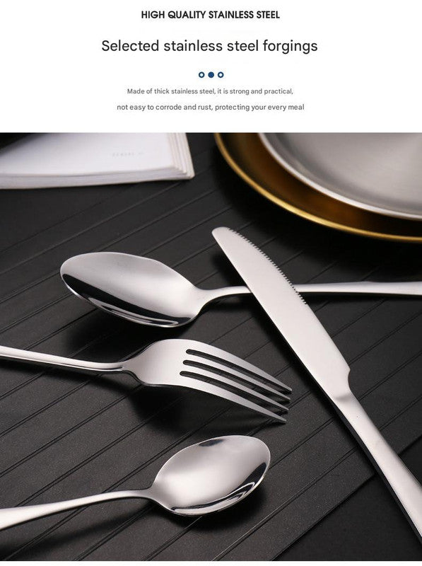 6-Piece Portable Stainless Steel Cutlery Set with Plate and Bag - Gold, Great for Camping and Travel (Teaspoon) - Image 3