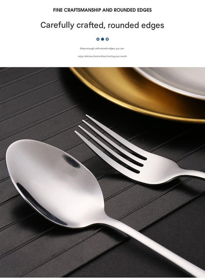 6-Piece Portable Stainless Steel Cutlery Set with Plate and Bag - Gold, Great for Camping and Travel (Teaspoon) - Image 5