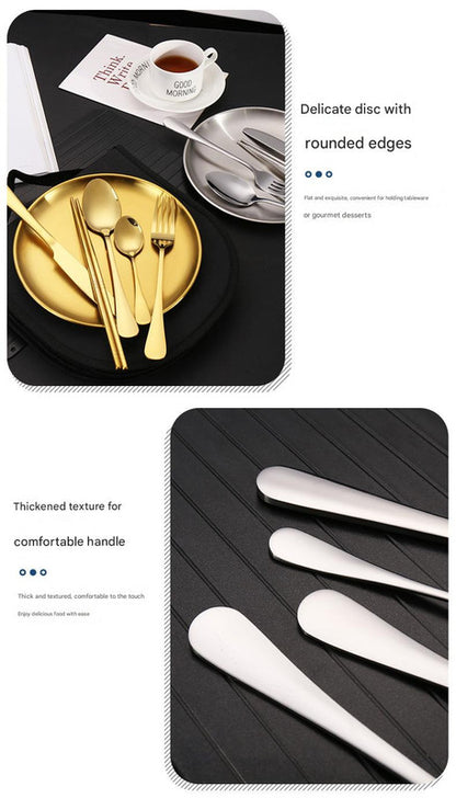 6-Piece Portable Stainless Steel Cutlery Set with Plate and Bag - Gold, Great for Camping and Travel (Teaspoon) - Image 6
