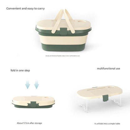 Foldable Picnic Basket with Tray - 16.5L Capacity, White Coffee, Perfect for Camping and Outdoor Gatherings - Image 2