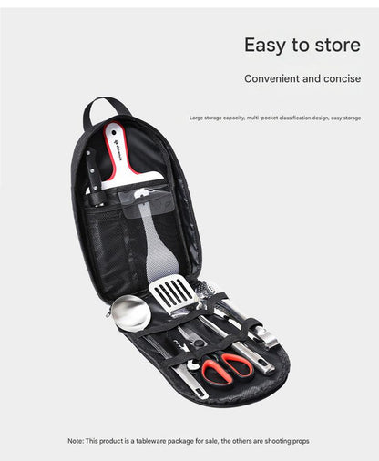 Portable Kitchen Utensil Storage Bag - Lightweight Organizer for Camping and Outdoor Cooking, Black - Image 4