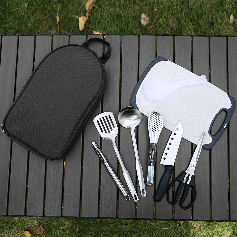Portable Kitchen Utensil Storage Bag - Lightweight Organizer for Camping and Outdoor Cooking, Khaki - Image 2