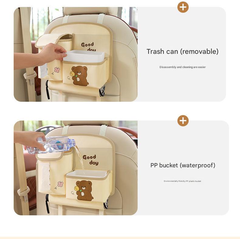 Car Seat Back Organizer with Practical design-Multi-Pocket Storage for Tissues and Gadgets-Beige - Image 7