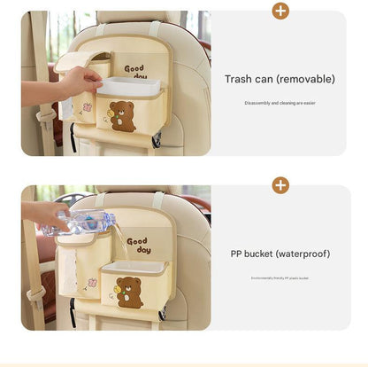 Car Seat Back Organizer with Practical design-Multi-Pocket Storage for Tissues and Gadgets-Brown - Image 7