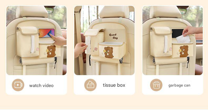 Car Seat Back Organizer with Practical design-Multi-Pocket Storage for Tissues and Gadgets-Brown - Image 8