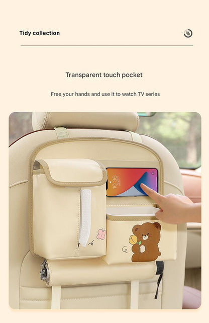 Car Seat Back Organizer with Practical design-Multi-Pocket Storage for Tissues and Gadgets-Cute bear(Pink) - Image 6
