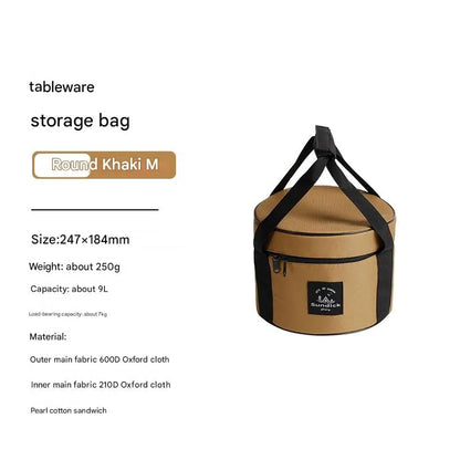 Portable Outdoor Kitchen Utensil Organizer,Waterproof Camping Cookware Storage Bag, Khaki-Size M