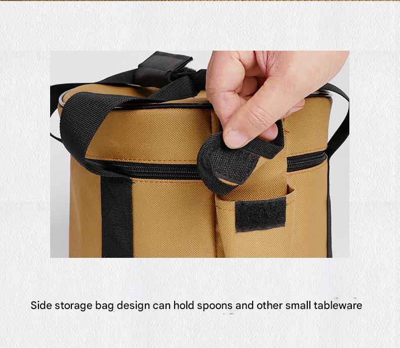 Portable Outdoor Kitchen Utensil Organizer,Waterproof Camping Cookware Storage Bag, Khaki-Size M - Image 5