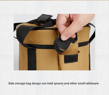 Portable Outdoor Kitchen Utensil Organizer,Waterproof Camping Cookware Storage Bag, Khaki-Size M - Image 5