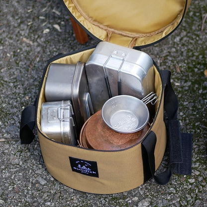 Portable Outdoor Kitchen Utensil Organizer,Waterproof Camping Cookware Storage Bag, Smoke Gray-Size M - Image 2