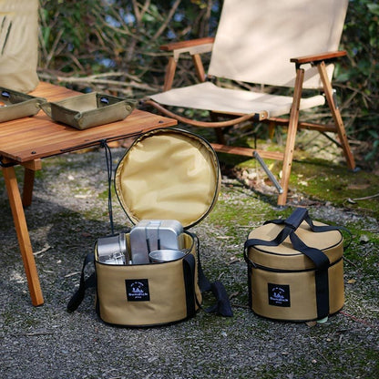 Portable Outdoor Kitchen Utensil Organizer,Waterproof Camping Cookware Storage Bag, Smoke Gray-Size M - Image 3