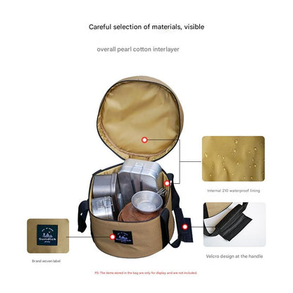 Portable Outdoor Kitchen Utensil Organizer,Waterproof Camping Cookware Storage Bag, Smoke Gray-Size M - Image 4