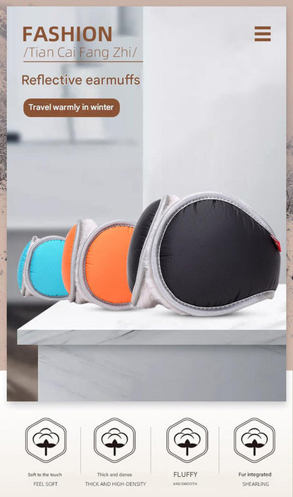 Orange Winter Comfort Folding Earmuffs - Soft Fleece, Windproof and Waterproof - Image 2
