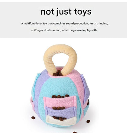 Interactive Dog Snuffle Ball Toy - Puzzle Treat Dispenser with Squeaker, blue pink - Image 6