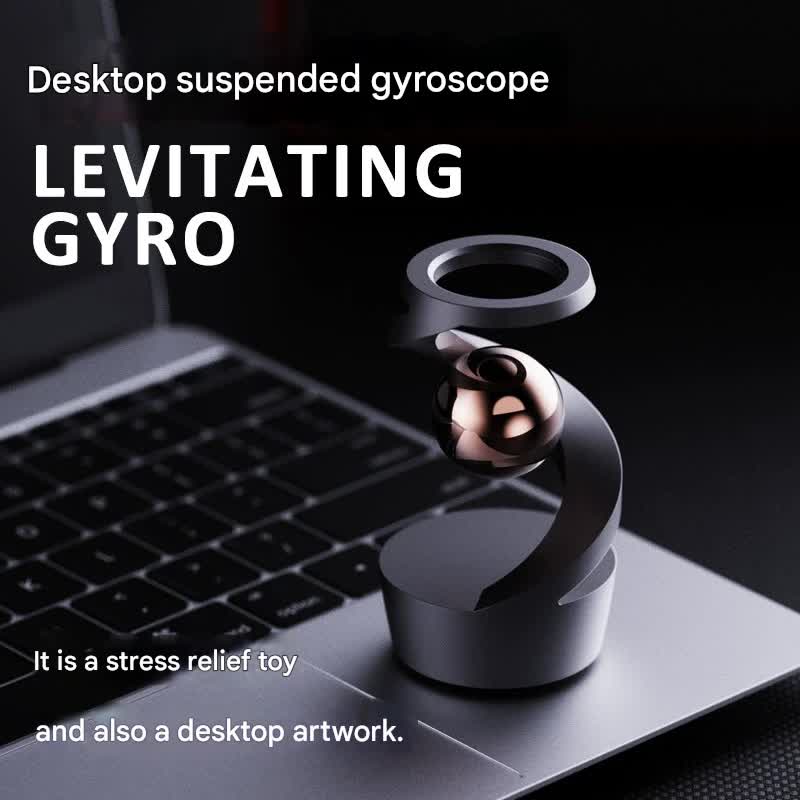 Desktop Levitating Gyro,Magnetic Floating Desk Toy for Stress Relief, Elegant Design-black - Image 2