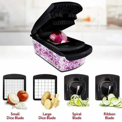 18-Piece Multi-Function Vegetable Chopper, Rotary Grater, Spiralizer and Slicer for Home Kitchen (Black and white) - Image 3