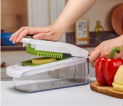 18-Piece Multi-Function Vegetable Chopper, Rotary Grater, Spiralizer and Slicer for Home Kitchen (Black and white) - Image 6