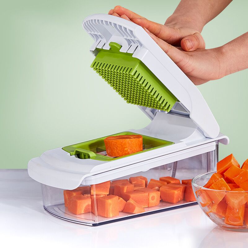18-Piece Multi-Function Vegetable Chopper, Rotary Grater, Spiralizer and Slicer for Home Kitchen (Black and white) - Image 7