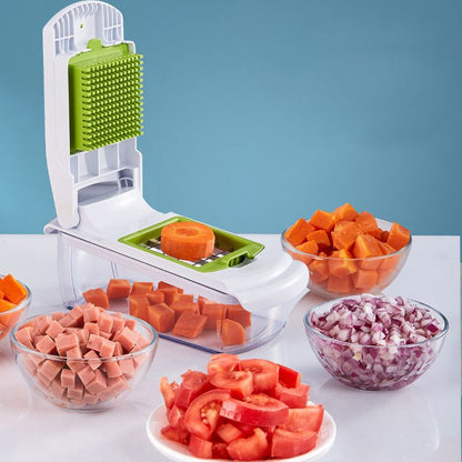 18-Piece Multi-Function Vegetable Chopper, Rotary Grater, Spiralizer and Slicer for Home Kitchen (White and green) - Image 8