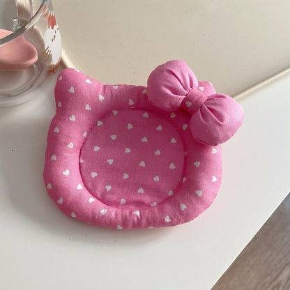Korean INS Kitty Quilt Insulation Pad, Cute Fabric Kitchen Mat, Desktop Decoration (Pink)