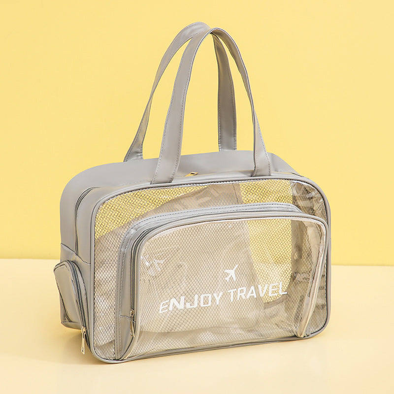 Waterproof beach bag with wet and dry separation, gym and swim storage bag, toiletries and cosmetic bag for swimsuits and goggles (Gray has shoe compartment)