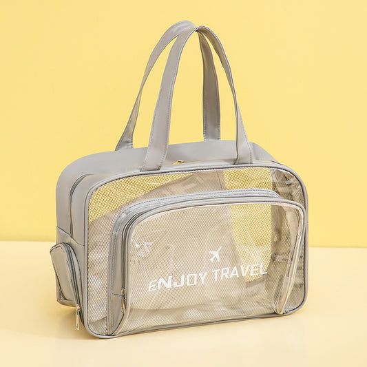 Waterproof beach bag with wet and dry separation, gym and swim storage bag, toiletries and cosmetic bag for swimsuits and goggles (Gray has shoe compartment)
