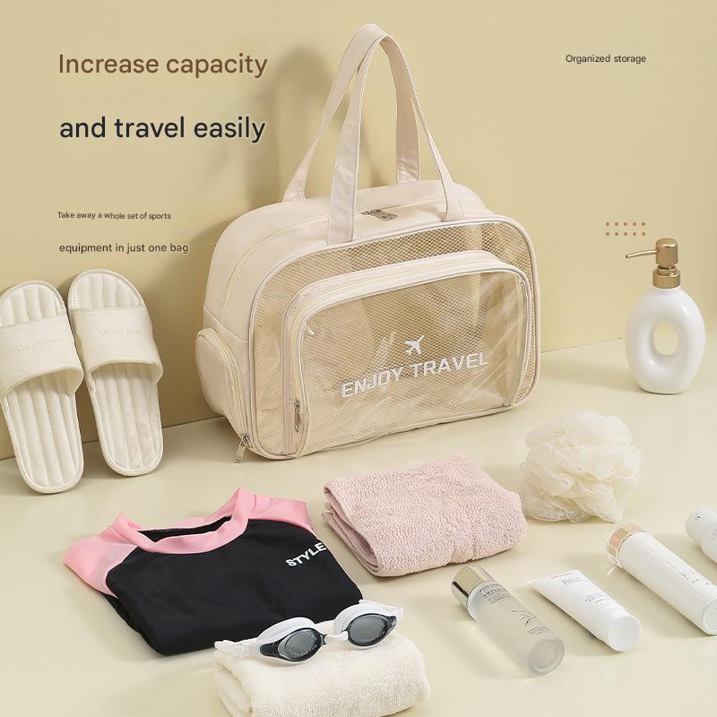 Waterproof beach bag with wet and dry separation, gym and swim storage bag, toiletries and cosmetic bag for swimsuits and goggles (Pink has shoe compartment) - Image 6