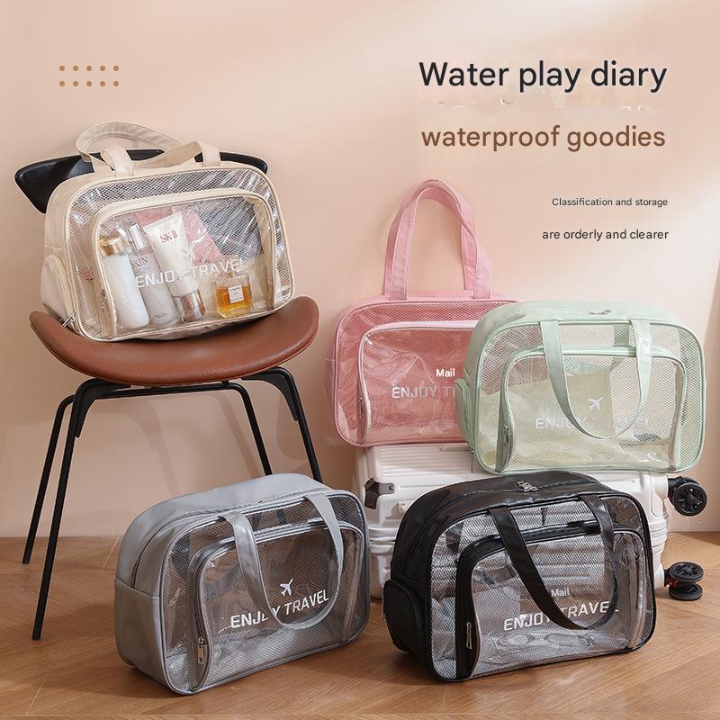 Waterproof beach bag with wet and dry separation, gym and swim storage bag, toiletries and cosmetic bag for swimsuits and goggles (Gray has no shoe compartment) - Image 5