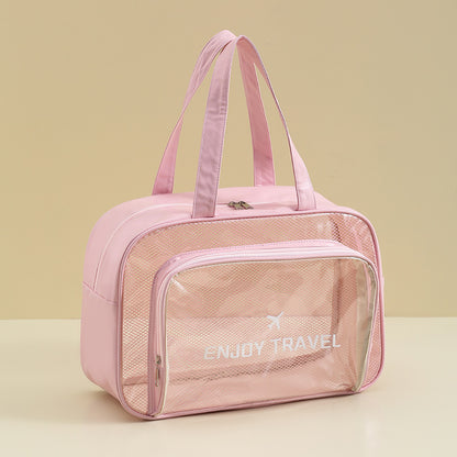 Waterproof beach bag with wet and dry separation, gym and swim storage bag, toiletries and cosmetic bag for swimsuits and goggles (Pink has no shoe compartment)
