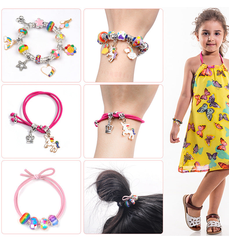 Unicorn DIY Beaded Bracelet Kit for Kids - Purple Crystal Beads and Charms Jewelry Set with Gift Box - Image 6