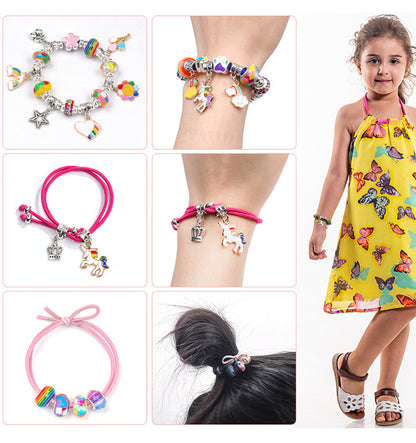 Unicorn DIY Beaded Bracelet Kit for Kids - Red Crystal Beads and Charms Jewelry Set with Gift Box - Image 6