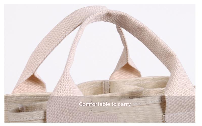 Rose red Canvas Lunch Tote Bag - Stylish Handbag with Multiple Compartments for Women - Image 3